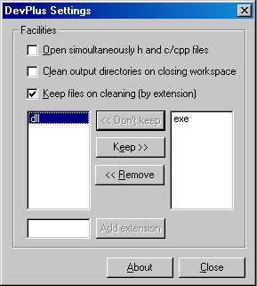 DevPlus Settings Dialog