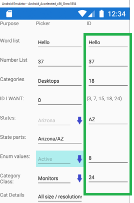 Right-column fields to update pickers.