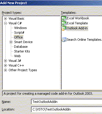 Creating Outlook Add-in Project