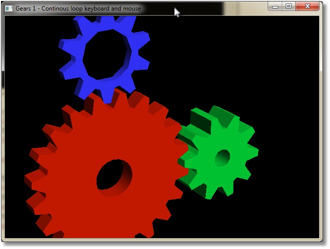 Classical OpenGL Gears running in GLW framework.