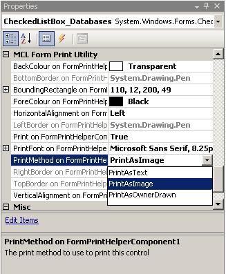 Printing helper extended properties