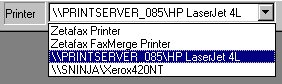 Example list of printers