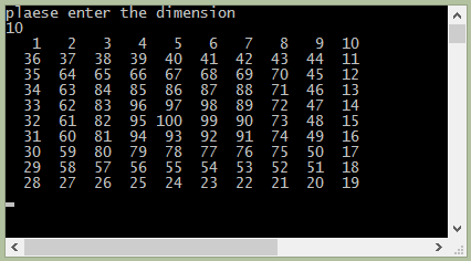 The spiral numeric pattern