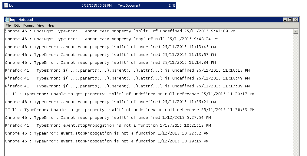 logging snapshot