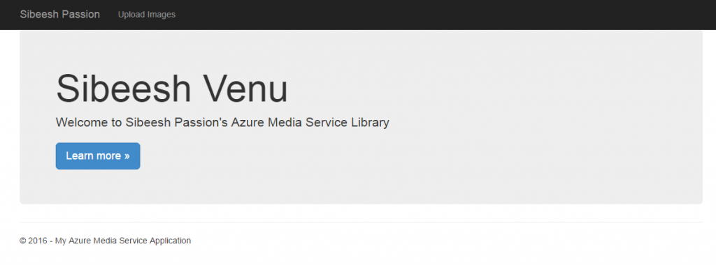 Upload Images To Azure Media Service Home Page