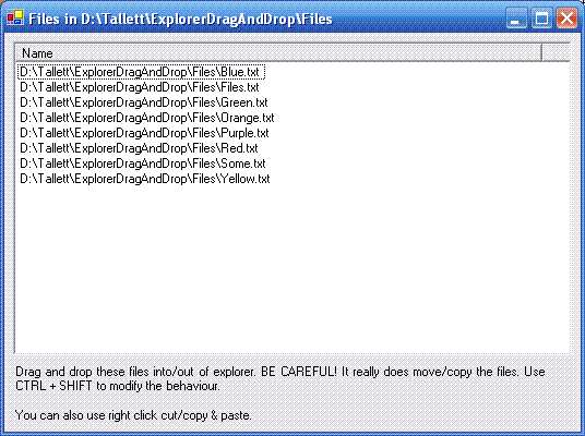 Drag and drop files into explorer