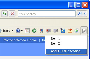 TestExtension menu