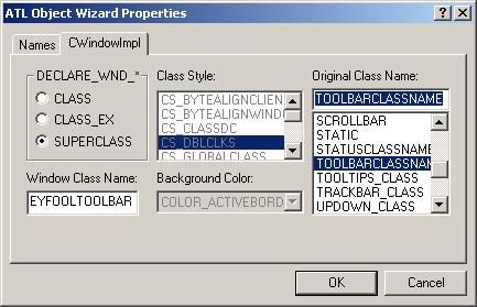 Figure 9. ATL Object Wizard Properties - Names.