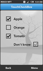 Resco MobileForms Toolkit: TouchCheckBox