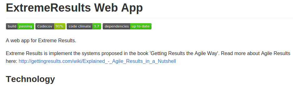 Extreme Results GitHub page with badges