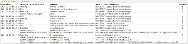 Sample output of Simple Log