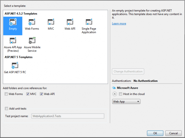 Empty Template With MVC And Web API Folders