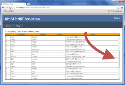 Scrollbar in the GridView