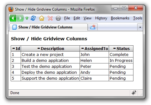 Screenshot - Show Hide GridView Columns