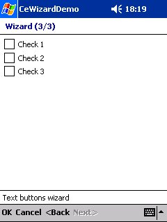Wizard with text buttons