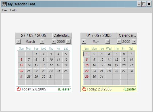 MyCalendar test application