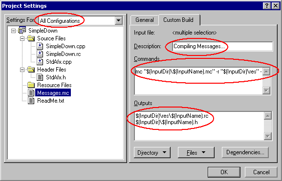 Defining a Custom Build rule for Messages.mc