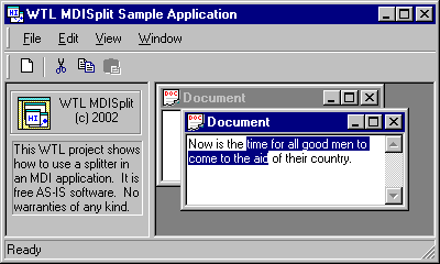 WTL MDI Splitter Sample