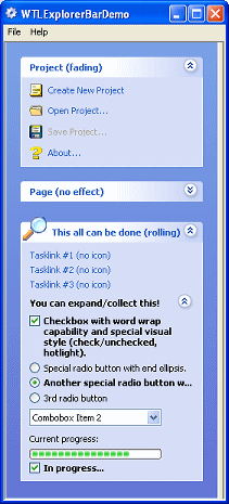 Sample Image of WTLExplorerBarDemo
